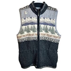 Vintage Icelandic Design 100% Wool Snowy Mountain Vest Size Medium